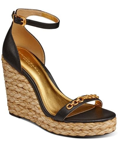 Donna Karan Yulissa Embellished Ankle-strap Espadrille Wedge Sandals - Metallic