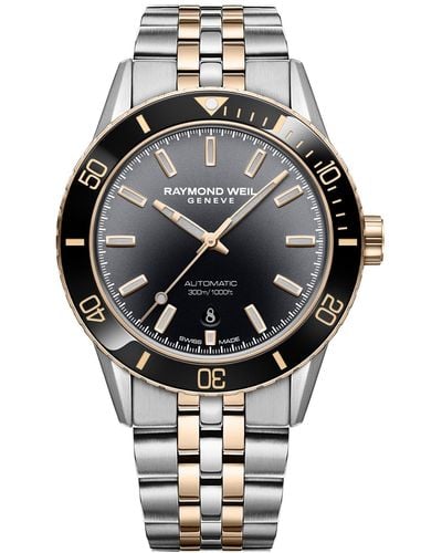 Raymond Weil Swiss Automatic Freelancer Diver Two-tone Stainless Steel Bracelet Watch 43mm - Gray
