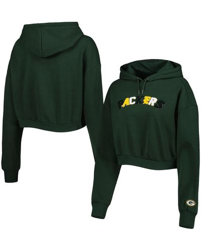 The Wild Collective Bay Packers Cropped Pullover Hoodie - Green