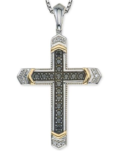 Macy's Diamond Cross Pendant Necklace (1/4 Ct. T.w. - Metallic