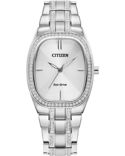 Citizen Eco-drive Crystal Stainless Steel Bracelet Watch 28mm - Gray