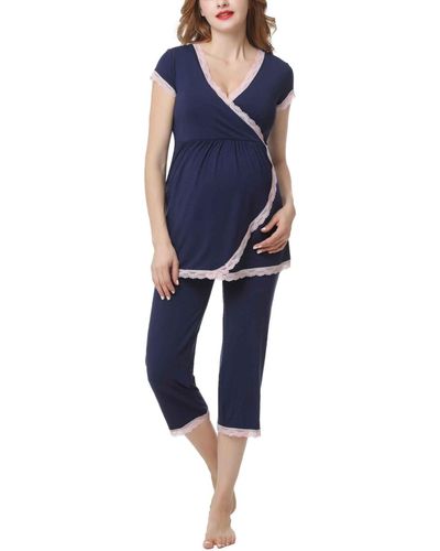 Kimi + Kai Kimi & Kai Cindy Maternity Nursing Pajama Set - Blue