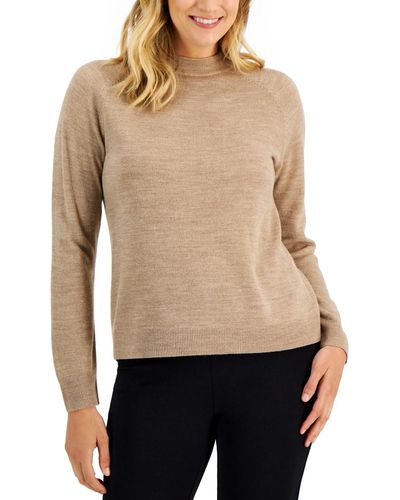 Karen Scott Zip-back Mock-neck Sweater - Multicolor