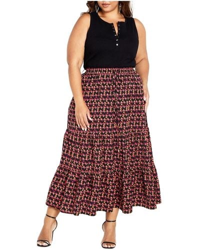 City Chic Plus Size Camila Skirt - Red