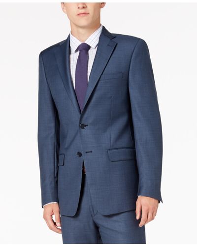 Calvin Klein Solid Classic-fit Suit Jackets - Blue