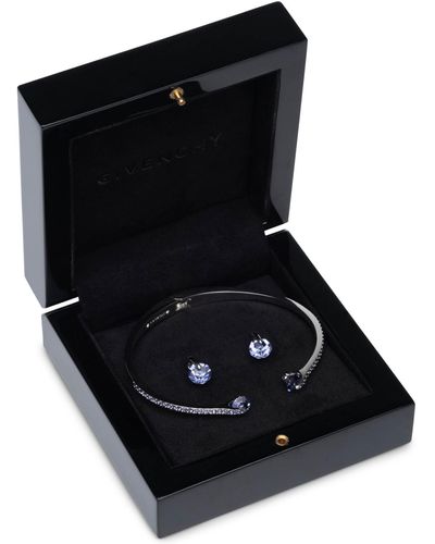 Givenchy 2-pc. Set Color Floating Stone & Crystal Cuff Bangle Bracelet & Matching Stud Earrings - Black
