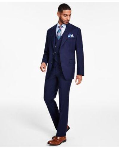 Tayion Collection Classic Fit Vested Suit Separate - Blue