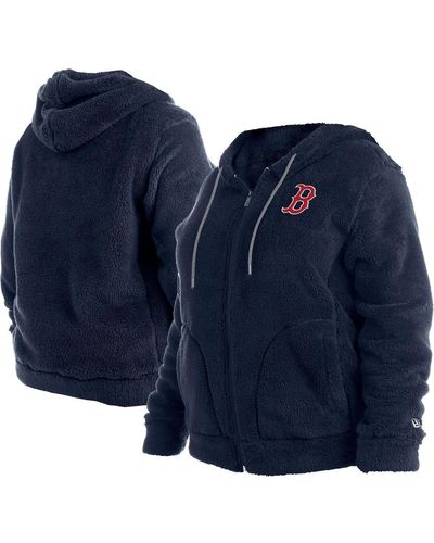 KTZ Boston Red Sox Plus Size Sherpa Full-zip Jacket - Blue