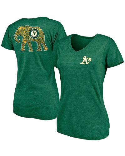 Fanatics Oakland Athletics Paisley Hometown Collection Tri-blend V-neck T-shirt - Green