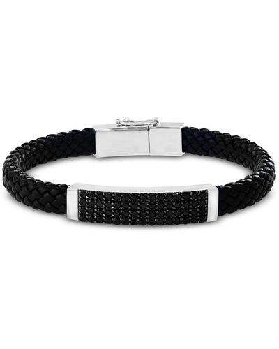 Effy Effy Black Spinel Braided Leather Bracelet - Metallic