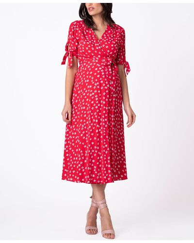 Seraphine Midi Wrap Maternity Dress - Red