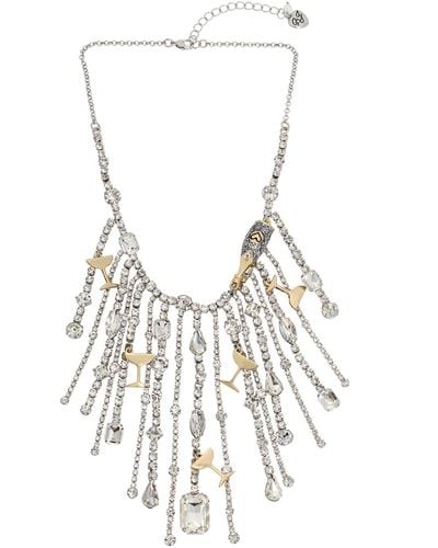 Betsey Johnson S Going All Out Fringe Bib Necklace - Metallic