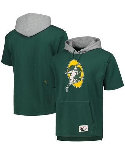 Mitchell & Ness Bay Packers Postgame Short Sleeve Hoodie - Green
