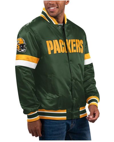Starter Bay Packers Home Game Satin Full-snap Varsity Jacket - Green