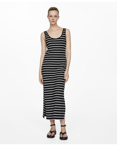 Mango Cut-out Striped Dress - Black
