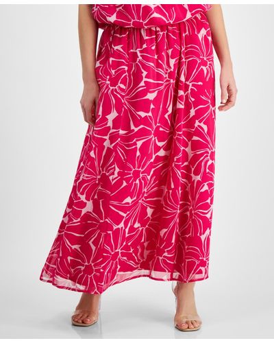INC International Concepts Petite Floral-print Maxi Skirt - Pink