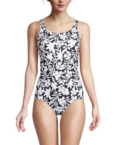 Lands' End Mastectomy Tugless One Piece Swimsuit Soft Cup - White