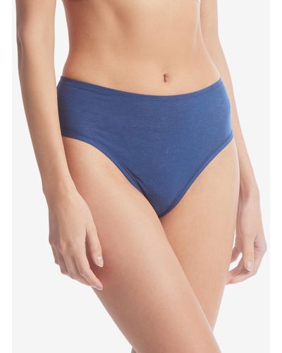 Hanky Panky Playstretch Natural Rise Thong Underwear 721924 - Blue