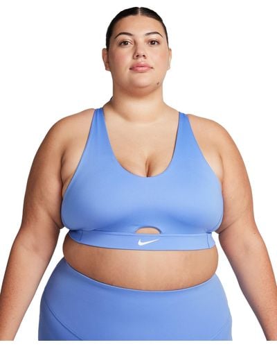 Nike Plus Size Active Indy Plunge Cutout Medium-support Padded Sports Bra - Blue