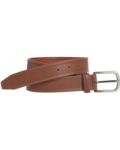 Johnston & Murphy Soft Perforated Leather Belt - Brown