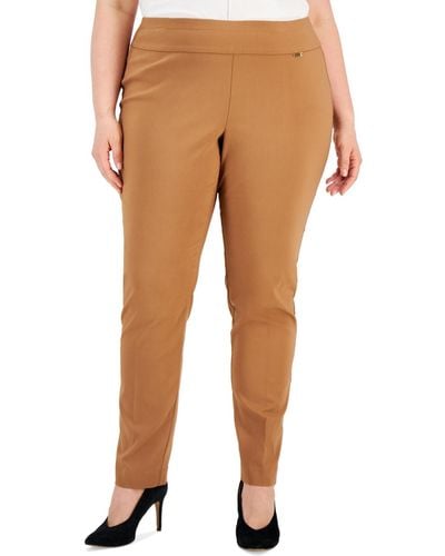 INC International Concepts Plus Size Bengaline Skinny Pants - Natural