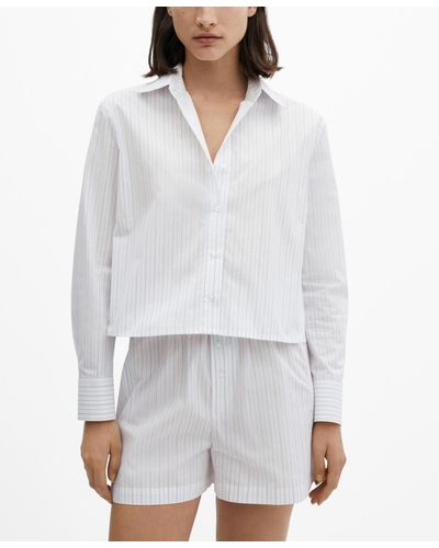 Mango Two-piece Striped Cotton Pajamas - White