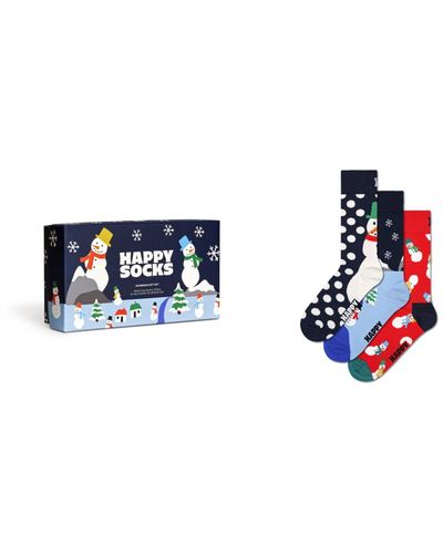 Happy Socks Snowman Socks Gift Set - Blue