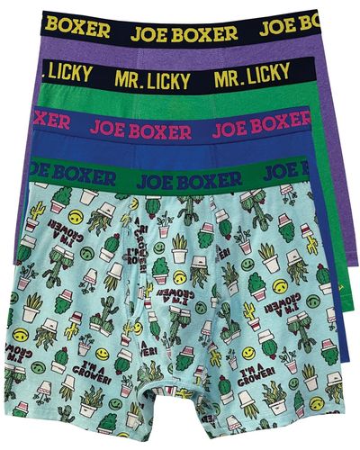 Joe Boxer Cactus Cotton Stretch Boxer Briefs - Green