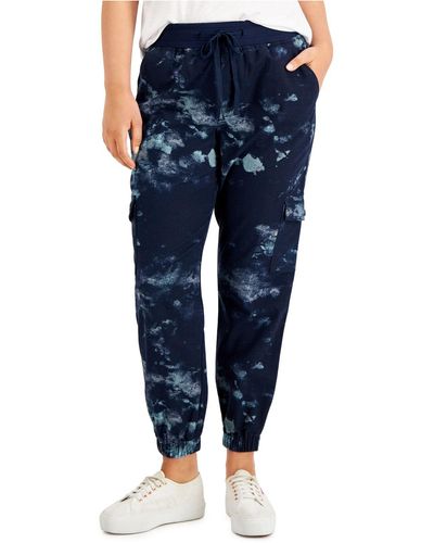 Style & Co. Petite Tie-dye Cargo Jogger Pants, Created For Macy's - Blue