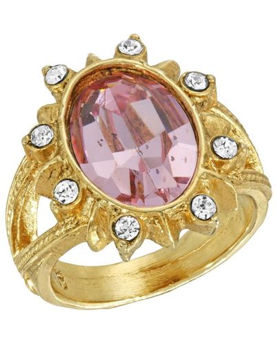 2028 Crystal Oval Ring - Pink
