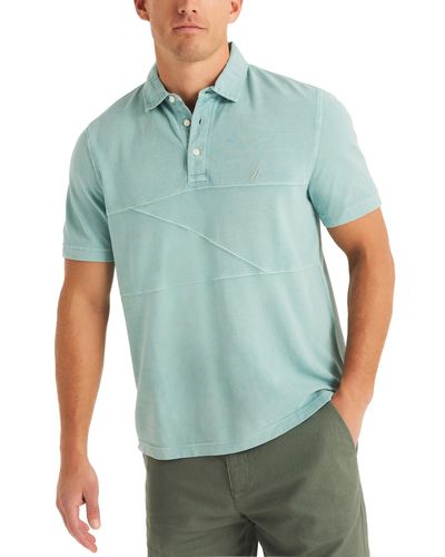 Nautica Textured Pieced Pique Short Sleeve Polo Shirt - Green