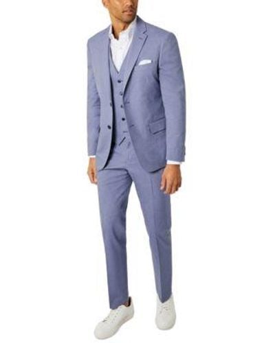 Tommy Hilfiger Modern Fit Flex Th Stretch Chambray Suit Separate - Blue