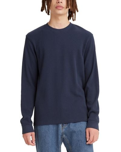 Levi's Waffle Knit Thermal Long Sleeve T-shirt - Blue
