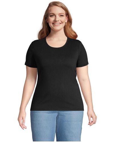 Lands' End Plus Size Cotton Rib T-shirt - Black