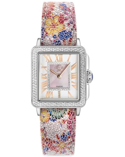 Gevril Swiss Quartz Padova Floral Leather Watch 30mm - White