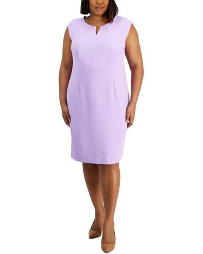 Kasper Plus Size Split-neck Sheath Dress - Purple