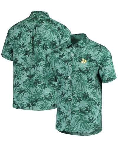 Tommy Bahama Oakland Athletics Sport Reign Forest Fronds Button-up Shirt - Green