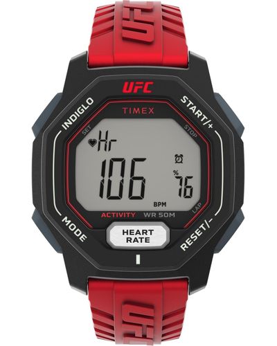 Timex Ufc Spark Digital Polyurethane Strap Heart Rate Watch 46mm - Red