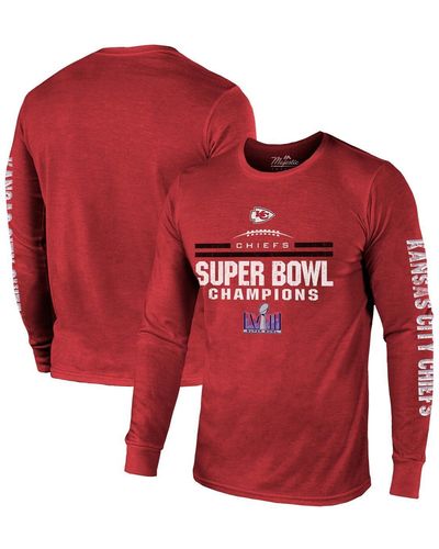 Majestic Kansas City Chiefs Super Bowl Lviii Champions Tri-blend Long Sleeve Hit T-shirt - Red