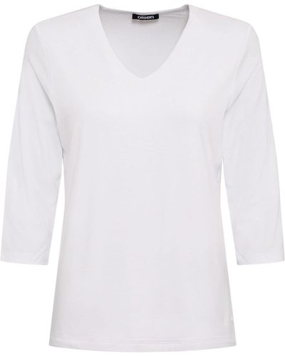 Olsen 3/4 Sleeve V-neck T-shirt - White