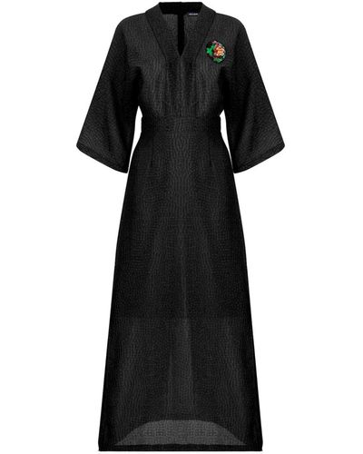 Nocturne V-neck Three-quarter-sleeve Dress - Black