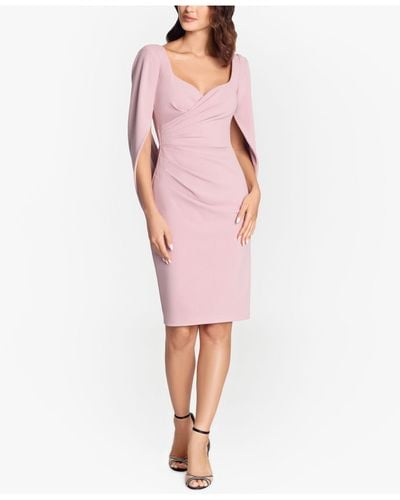 Betsy & Adam Cape-sleeve Dress & Face Mask - Pink