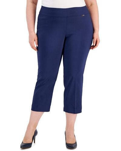 INC International Concepts Plus Size Mid-rise Pull-on Capri Pants - Blue