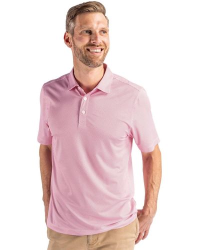 Cutter & Buck Pike Eco Symmetry Print Stretch Recycled Polo Shirt - Pink