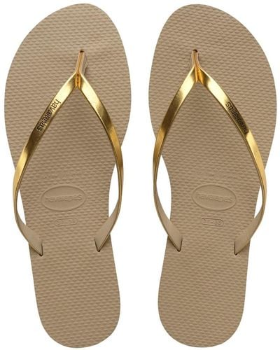 Havaianas You Metallic Flip Flop Sandals - Natural