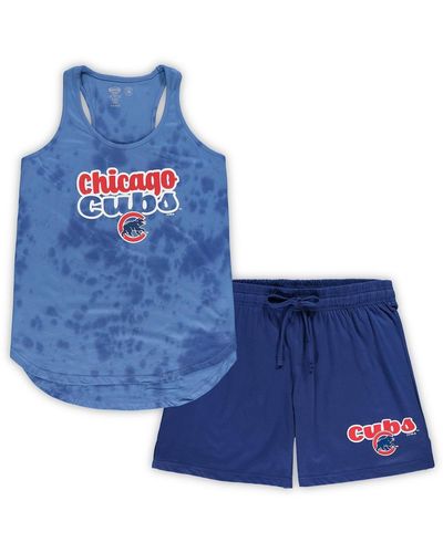Concepts Sport Chicago Cubs Plus Size Cloud Tank Top And Shorts Sleep Set - Blue