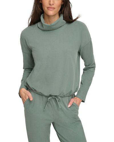 Marc New York Andrew Marc Sport Sueded Pique Cowl Neck Top - Green