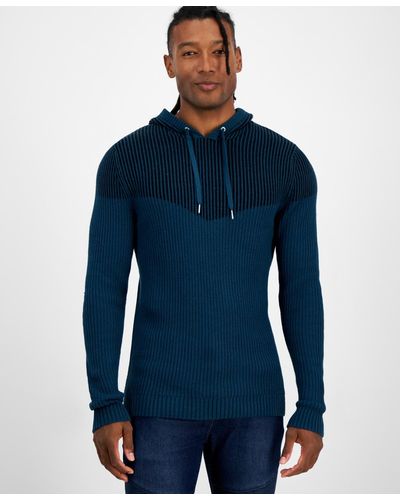 INC International Concepts Regular-fit Plaited Hoodie - Blue