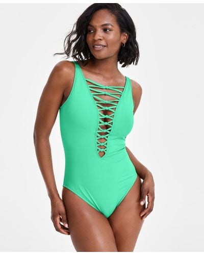 Bleu Rod Beattie Core-lace-down Mio One-piece Swimsuit - Green