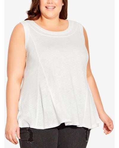 Avenue Plus Size Fit N Flare Tank Top - White